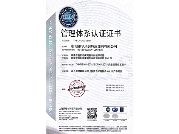 管理體系認證證書 管理體系認證證書